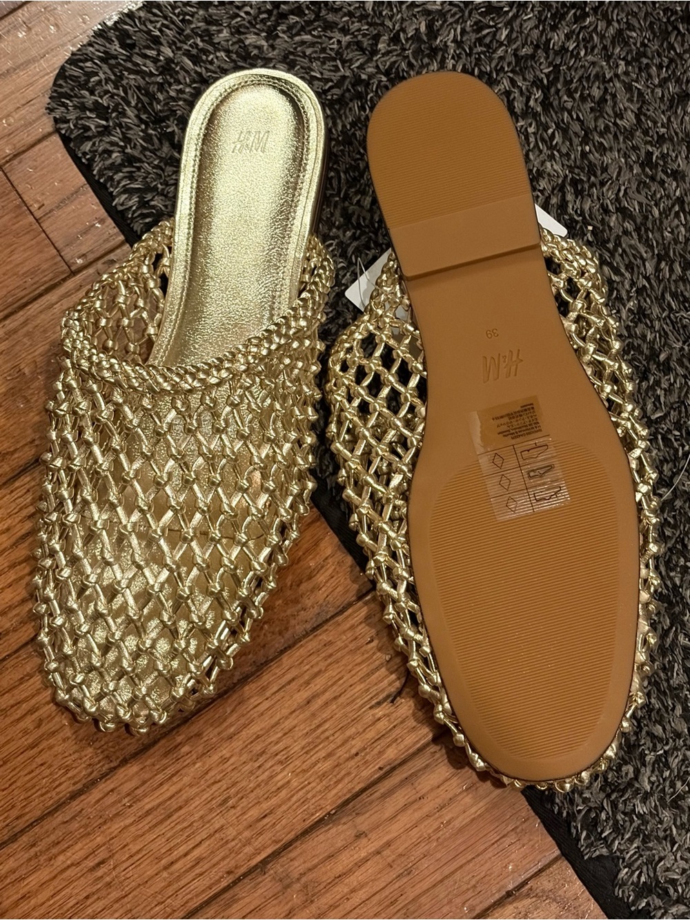 H&M Gold Metallic Braided Mules Size 8 NWT - Picture 6 of 8